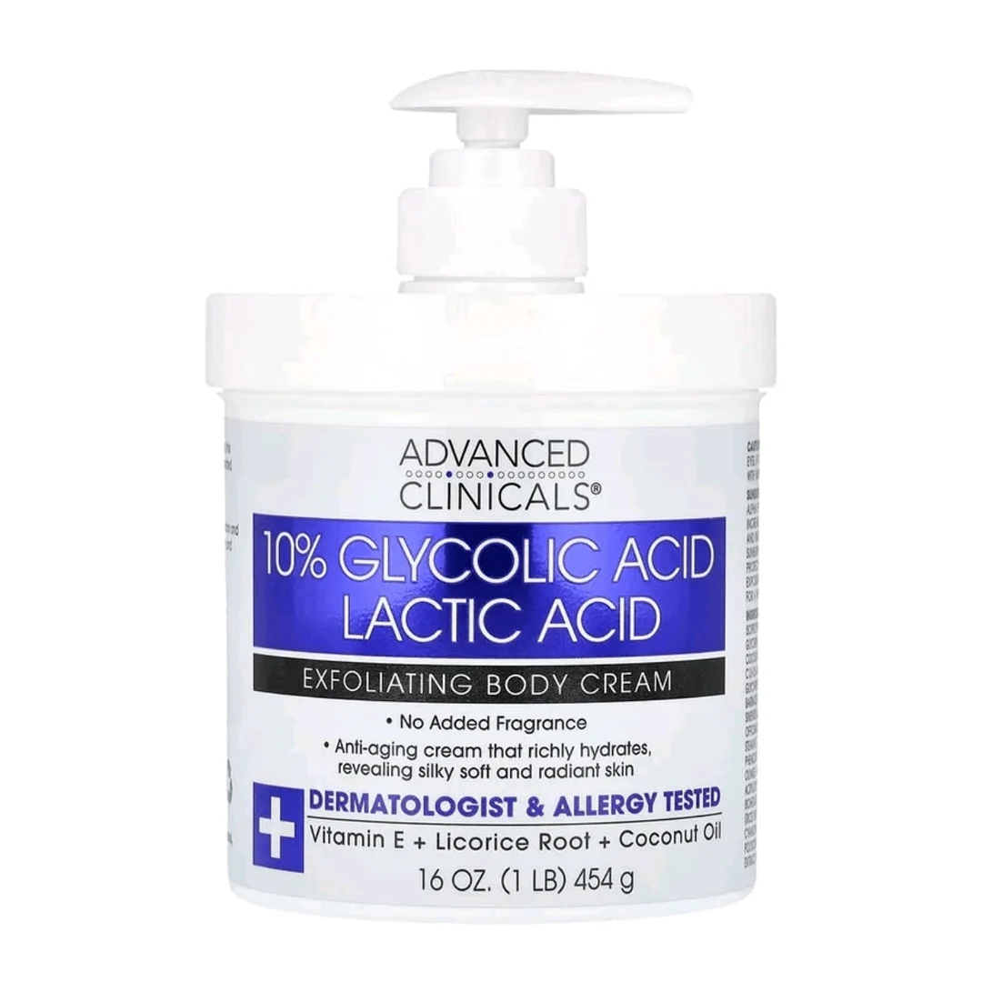 Advanced Clinicals 10% Glycolic + Lactic Acid Exfoliating Body Cream
