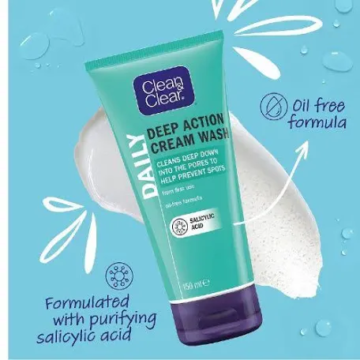 CLEAN AND CLEAR- DAILY Deep action Cream wash (salicylic acid) 150ml