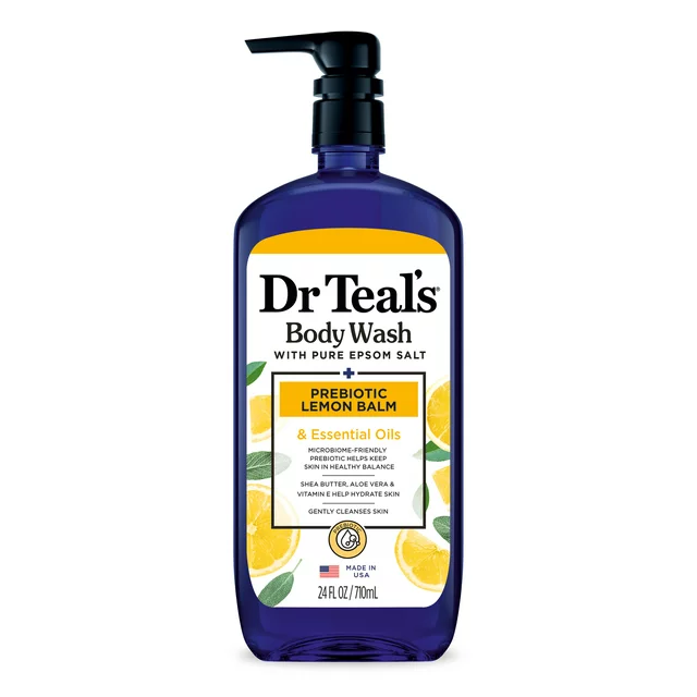 Dr Teal’s Body Wash with Pure Epsom Salt + Prebiotic Lemon Balm & Essential Oils 710ml